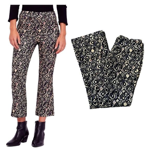 Free People Womens Mod Metallic Printed Cropped Pants Size 0 - Picture 1 of 14